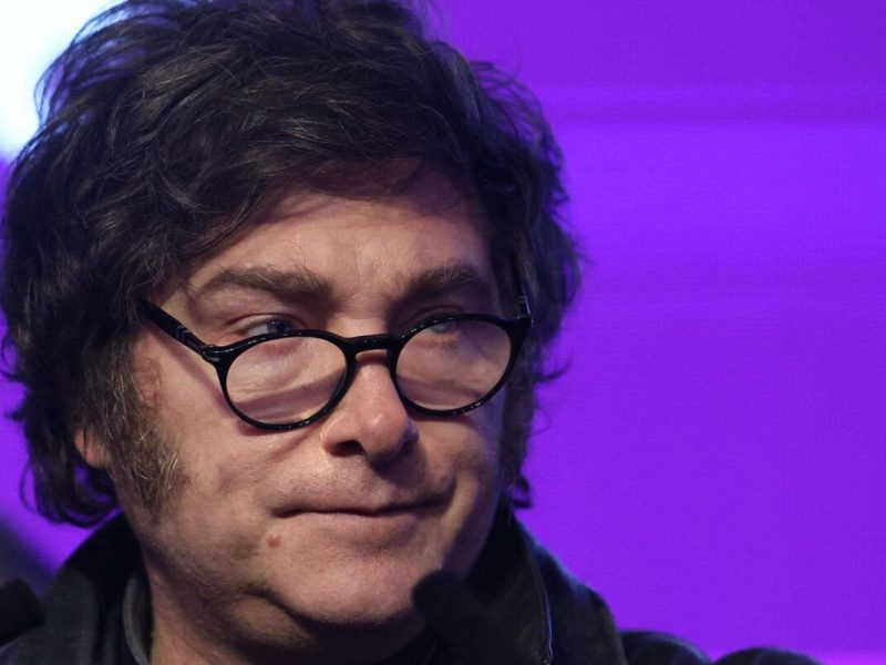 El presidente de Argentina, Javier Milei, habla luego de conocer los resultados electorales de las elecciones legislativas este domingo, en un centro de campaña en La Plata, Buenos Aires (Argentina). EFE/ Juan Ignacio Roncoroni